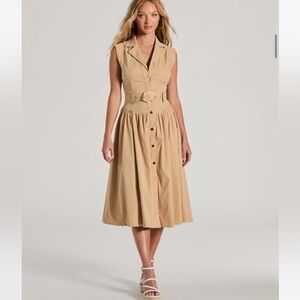 Cutie Collared V-Neck Belted Midi Dress